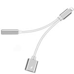 [Apple MFi Certified] Lightning to 3.5mm Headphone Jack Adapter for iPhone,2 in 1 AUX Audio + Charger Splitter Dongle Compatible with iPhone 14/13/12/11/XS/XR/X/7 8/lPad, Support All iOS System