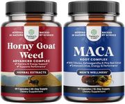 Bundle of Horny Goat Weed Extract Complex for Men and Women Enhanced Energy and Stamina and Black Maca Root Capsules for Men - Invigorating Drive Mood & Energy Booster for Men