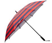 Sun Umbrella Unisex Golf Striples Print Silver Big Size UV Protective Auto Open Long & Non-Foldable Umbrella (Red)