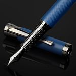 BOCIYER Luxury Fountain Pen Set Super Version,Fountain Pens for Writing,Medium Nib and Calligraphy Nib(Bent Nib),2 Sets of Ink Supply Systems,Best Pen Gift Case for Men & Women,Office,Executive(Blue)