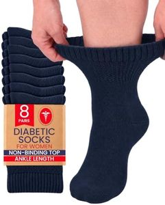 Hugh Ugoli Diabetic Socks for Women, Super Soft & Thin Ankle Socks, Wide & Loose, Non-Binding Top & Seamless Toe, 8 Pairs, Navy Blue, Shoe Size: 6-9