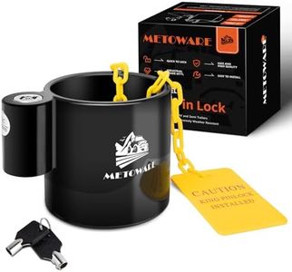METOWARE 5th Wheel King Pin Lock with Warning Tag for 5th Wheel, RVs, Semi Trailers and Campers (Black)