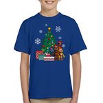 Cloud City 7 Five Nights at Freddys Around The Christmas Tree Kid's T-Shirt Royal Blue