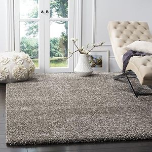SAFAVIEH Milan Shag Collection Area Rug - 6' x 9', Grey, Solid Design, Non-Shedding & Easy to Clean, Plush Thick Pile, Ideal for Living Room, Bedroom (SG180-8080)