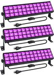 Upgraded 100W 105 LEDs Black Light Bar,TigQiang Flood Light 3 Pack with Switch+Plug+5ft Cord,Light Up 1600 sq Area,Glow in The Dark Party Supplies for Halloween Fluorescent Poster Stage Lighting Room