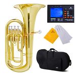 Mendini B-Flat Euphonium, Yellow Brass and Tuner, Case - MEP-L+92D