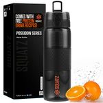 SQUATZ 24 Oz Poseidon Series Water Bottle for Protein and Fruit Shakes - Premium Quality Wide Mouth Gym Flask Fruit Infuser Strainer, Carrying Strap, Leak Resistance, No Condensation Sleeve