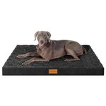 Patas Lague Checkered Orthopedic XL Dog Bed for Large Dogs 107x71cm, Waterproof Big Large Dog Beds with Removable Washable Cover,Egg Crate Foam Pet Bed Mat with Nonskid Bottom, Black