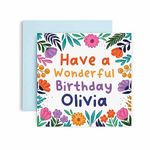 Huxters Personalised Birthday Card for Her – Olivia Floral Birthday Cards for Women and Best Friend – Personalised Card for Mum or Daughter Sister or Auntie – Gift cards for women (Olivia)