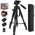 ZIKZOK 75 Inch Camera Tripod, Lightweight Travel Aluminum Cell Phone Video Tripod for DSLR/SLR/DV/GoPro/iPhone with Bag (Weight 2.8Lbs/Load 11Lbs)