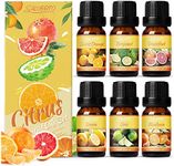 SALUBRITO Citrus Essential Oils Set, Premium Fruit Fragrance Oils for Diffusers and Home, Candle Making - Sweet Orange, Bergamot, Grapefruit, Mandarin, Lime, Lemon Essential Oil, 6x10ml