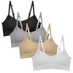 Popular Girl's Seamless Cami Bra with Removable Padding - 4 Pack - L