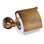 Weare Home Home Bathroom Accessories Retro Solid Copper Toilet Roll Holder and Tissue, Kitchen Paper, Minimal Classic with Carved Lid Bronze Coating Toilet Paper Holder