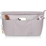 Eurhomewit Handbag Organiser, Nylon Bag Organiser Insert for Tote Bag, Waterproof Multi Pocket Handbag Inserts Bag Divider for Women, Grey - M