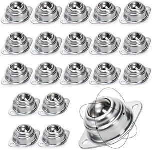 Yarlung 20 Pack 1 Inch Roller Ball Transfer Bearings, Carbon Steel Swivel Ball Casters Two-Hole Screw Mounted Ball Transfer Unit for Roller Stand, Conveyor, Transmission