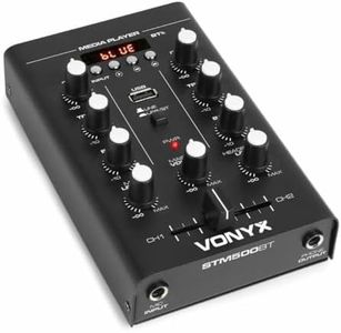 Vonyx STM500BT Table de Mixage Bluetooth 2 Canaux, Lecteur MP3 avec Affichage, Crossfader, Entrée USB, Entrée Micro, Sortie Casque, Egaliseur 2 bandes sur Chaque Canal, Parfait pour les DJs Mobiles