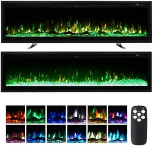 INMOZATA Electric Fire Wall Mounted/Recessed/Freestanding 127cm Electric Fireplace with Remote & Touch Screen Control 12 LED Color Flame Effect, 2 Heat Settings 900W&1800W, Crystal & Log Set