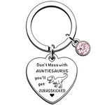 AMZQ Funny Auntie Gifts Auntie Birthday Gifts Mothers Day Gifts For Auntie From Niece Nephew Best Auntiesaurus Gifts Keyring