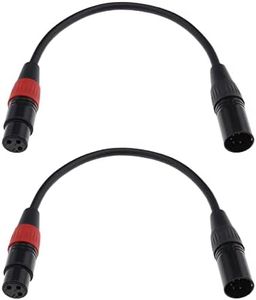 eMagTech 2Pcs XLR 3pin Female to 5pin Male Cable XLR3F to XLR5M Adapter Cable Audio Cable for Connecting Microphone Mixers Equalizers Black