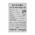 Resdink 6 Year Anniversary Card for Him, Stainless Steel Wallet Card with Mini Love Notes, Laser Engraved, 3.2" x 2.2" x 0.03"