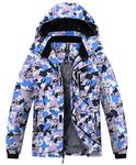 MoFiz Kid's Ski Jacket Waterproof Warm Winter Full Zip Snow Coat Boy's Fleece Snowboarding Jackets Hooded Winter Thicken Coat(XY-Blue Purple,10-12 Years)