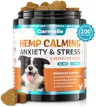 Carmelie Hemp Calming Chew for Dog - 200 Chews Dog Calming Treats - Dog Anxiety & Stress Relief Valerian Root Chamomile Melatonin for Dog Separation, Barking, Stress & Sleep Aid-Chicken Flavor