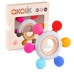 akolik Teething Toys for Babies, Baby Teethers Toy Teething Ring Silicone, Grasping Teething Toy, BPA Free Teething Nursing Accessories for 3+ Months Boy, Girl Toddlers (Rudder C)