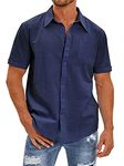 Jhsnjnr Mens Short Sleeve Beach Shirts Casual Cotton Linen Button Down Business Shirts