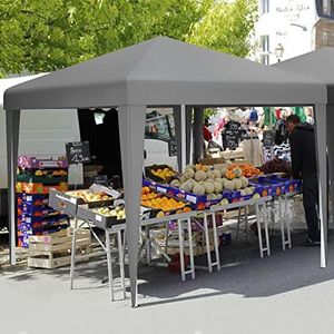 YITAHOME 3 x 3meter Pop-Up Pavillon | wasserdicht Faltpavillon | Anti-UV Gartenzelt Partyzelt | mit Tragetasche und Seilen | für Terrasse Strand Camping Markt Festival (Dunkelgrau)