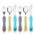 Lehoo Castle Toddler Utensils, Kids Cutlery, 6PCS Stainless Steel Flatware Set, Knife Spoon and Fork Set for Children Self Feeding (Animal Kingdom)