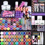 Cooserry 115 In 1 Acrylic Nail Kit - 48 Colors of Glitter Acrylic Powder And Liquid Set for Nails Professional Set - 5 Pcs Acrylic Nail Brush And Manicure Tools For Acrylic Nail Starter