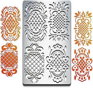 MAYJOYDIY Lace Flower Metal Stencil Lace Metal Journal Stencils Durable Reusable Mesh Lace Stainless Steel Template 4×7inch for Card Making Scrapbooking Paper Craft Album Stamps DIY Decor