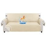 MAXIJIN Sofa Covers Waterproof Sofa Slipcovers Non-Slip 3 Seater Sofa Protectors with Elastic Straps Reversible Universal Couch Covers for Dogs, Pets, kids (Beige, 3 Seater)