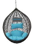 Prime Pigeon Hammock Swing Chair Without Stand for Home, Hanging Swings for Indoor, Outdoor, Home, Patio, Yard, Balcony, Garden (Black/Sky Blue)