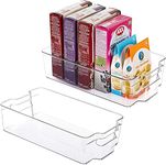 Golden Bird Clear Plastic Pantry Organizer Bins Set,Food Storage Bins with Handle For Refrigerator,Fridge,Cabinet,Kitchen,Countertops,Cupboard,BPA free (14.5L x8.5 W x 3.8 H, 4)