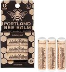 Portland Bee Balm, Beeswax Based Lip Balm - Unscented, Pack of 3