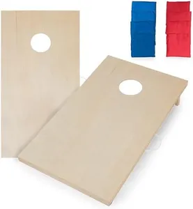 Triumph Sports 2x4 and 2x3 Solid Wood Premium Cornhole Sets - LED Options Available - 8 Bean Bag Toss Bags and Cornhole Boards Included