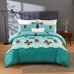 LAMEJOR Duvet Cover Set Queen Size Green Cute Butterfly Bedding Set, 3 Pieces - Super Soft 1 Duvet Cover+2 Pillow Cases