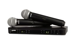 Shure BLX288/PG58 UHF Wireless Microphone System - Perfect for Church, Karaoke, Vocals - 14-Hour Battery Life, 300 ft Range | Includes (2) PG58 Handheld Vocal Mics, Dual Channel Receiver | J11 Band