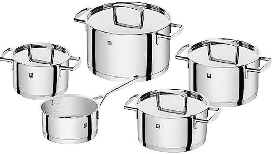 Zwilling 5-piece Pot-Set, with 4 Lids, Suitable for Induction, Stainless Steel, Passion,60 x 50 x 30 cm, Silver