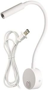 LEDSONLINE Wall Light lamp Bedside Reading Light Gooseneck Arm Wall Wooden Board Mounted Lamp White Body Art Deco Sconces with Cord Plug in 3W 110V(AC85-265V)