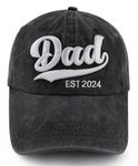 New Dad Gifts for Men, Dad Est 2024 First Time Father Hat.3D Embroidered Adjustbale Daddy Baseball Cap, Dad Embroidered Black, One Size