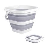 YOYIICOOL 2023 Edition Fishing Bucket, Foldable, Foldable, Small Fishing Bucket, Outdoor Fishing Bucket, Camping Equipment, Washbasin Wash Car Bucket, Multi-functional, Convenient Gray (5L)