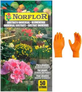 Sustrato Saco 50L para Jardín y Plantas Exteriores - Mezcla de Turba y Compost Orgánico, Acondicionador de Suelos, Retención de Agua y Nutrientes, pH 6-7 + Regalo de 2 Guantes de nitrilo diamantado