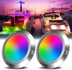 HUSUKU RS6-1 LED Marine Courtesy Light Boat Interior Light, Ultra-Thin, 2PCS 4In RGB Marine Ceiling Dome Lights, IP65 12V 10W 1000LM All-Metal Body, Color Change LED Lighting for Yacht Transom Deck RV