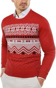 COOFANDY Men's Christmas Sweater Slim Fit Lightweight Crew Neck Sweatshirts Knitted Pullover for Casual Or Dressy Wear
