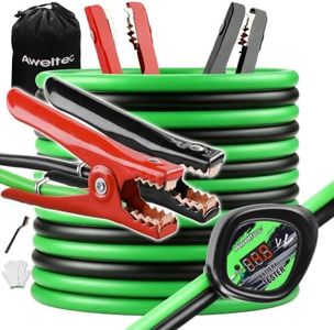 AWELTEC Heavy Duty Jumper Cables,4 Gauge 20 Feet Battery Booster Cable,Automotive Wire for Cars Trucks with Smart Safety Protector,Carry Bag,Safety Gloves and Iron Brush
