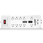 (4.6m, White) - Digital Energy 4.6m Heavy Duty 10-Outlet 3500 Joules Surge Protector Power Strip, 4.6m Long Extension Cord, Two USB Charging Ports, Coaxial, Phone Protection, ETL Listed. 15 AMP