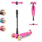 KORIMEFA 3 Wheel Kids Scooter Kick Scooter for Boys and Girls Toddler scooter with Adjustable Height, Lean to Steer, Flashing Light Up Wheels, Aged 3 to 12 years