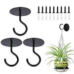 3PCS Ceiling Hooks for Hanging Plants, Wall Mount Metal S Plant Hangers with Screws and Anchors for Hanging Plant Baskets, Lanterns, Wind Chimes, Bird Feeder (Black)